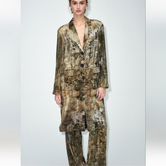 NWT Zara crushed velvet long jacket - Picture 3 of 8